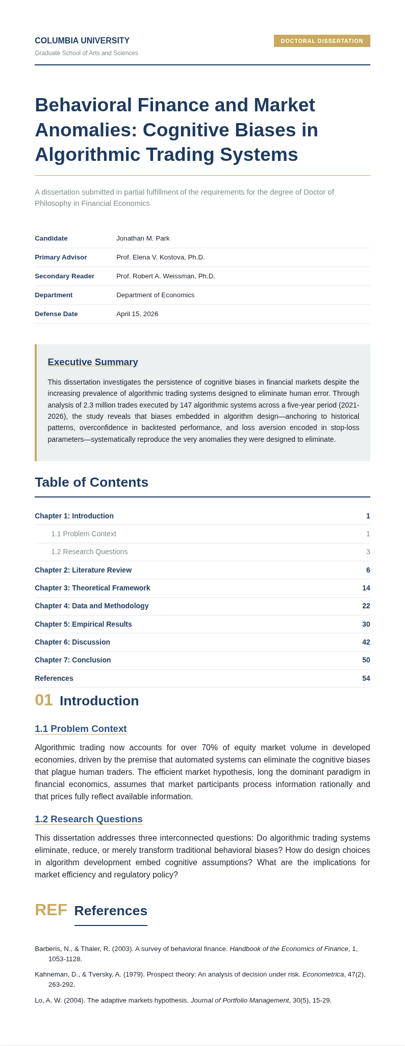 Executive summary thesis